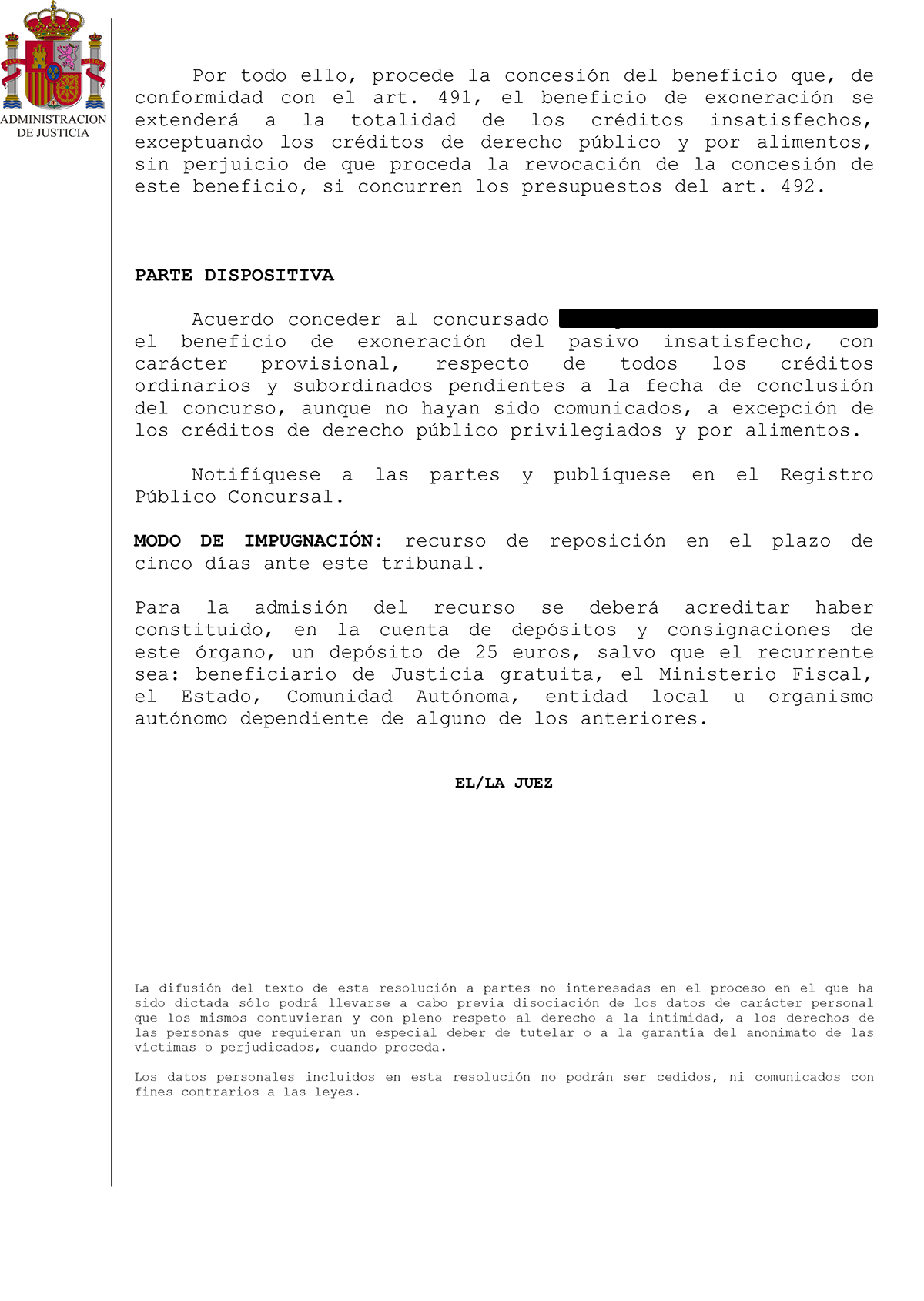 Cancelación de una deuda de 232.991,14€ en el Juzgado de Primera Instancia N.6 de Badajoz.