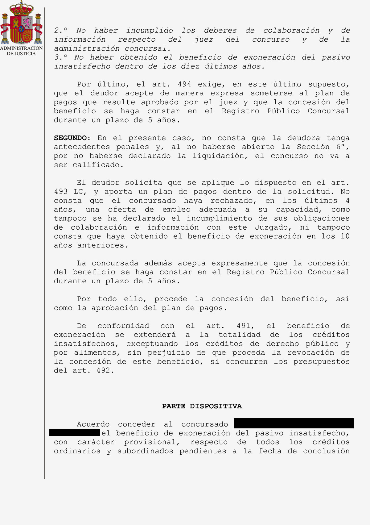 Cancelación de una deuda de 12.339,57€ en el Jdo. de 1ª Instancia N°6 de Badajoz.